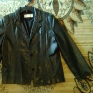 Womens Black Leather Blazer